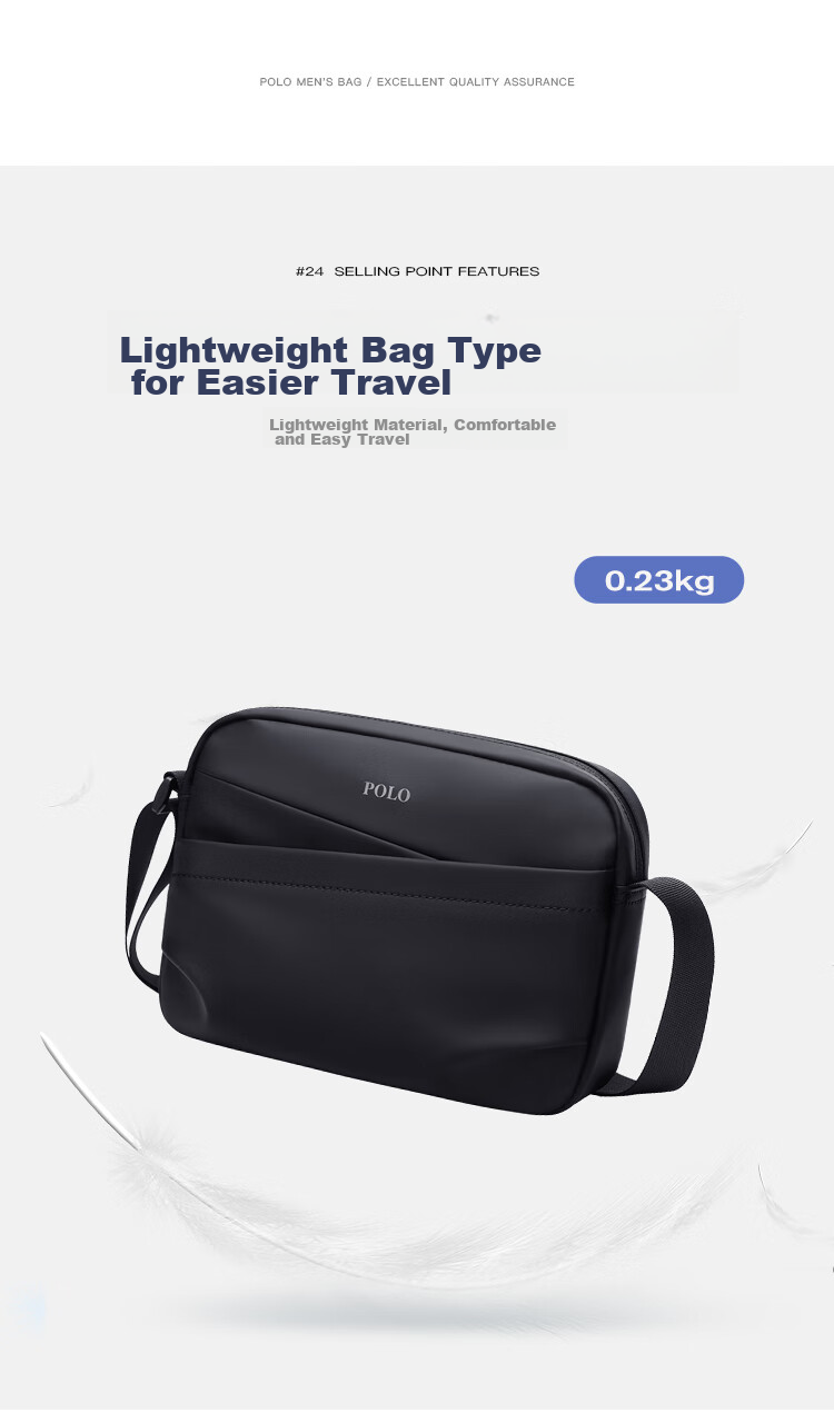 POLO Shoulder Bag, Men's Casual Crossbody Bag, Sports Satchel, Vertical Style IPad Bag for Men, Commuter Large Capacity Phone Bag 8