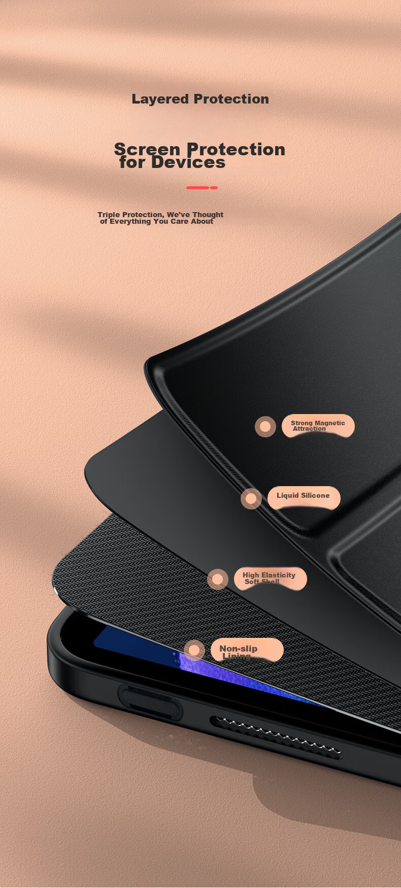 BIAZE Compatible with Xiaomi Pad 6/6 Pro 2023, 11-Inch Tablet Protective Case, Slim Shockproof Tri-Fold Stand, Youth Solid Color Protective Cover, PB434-Lavender 5