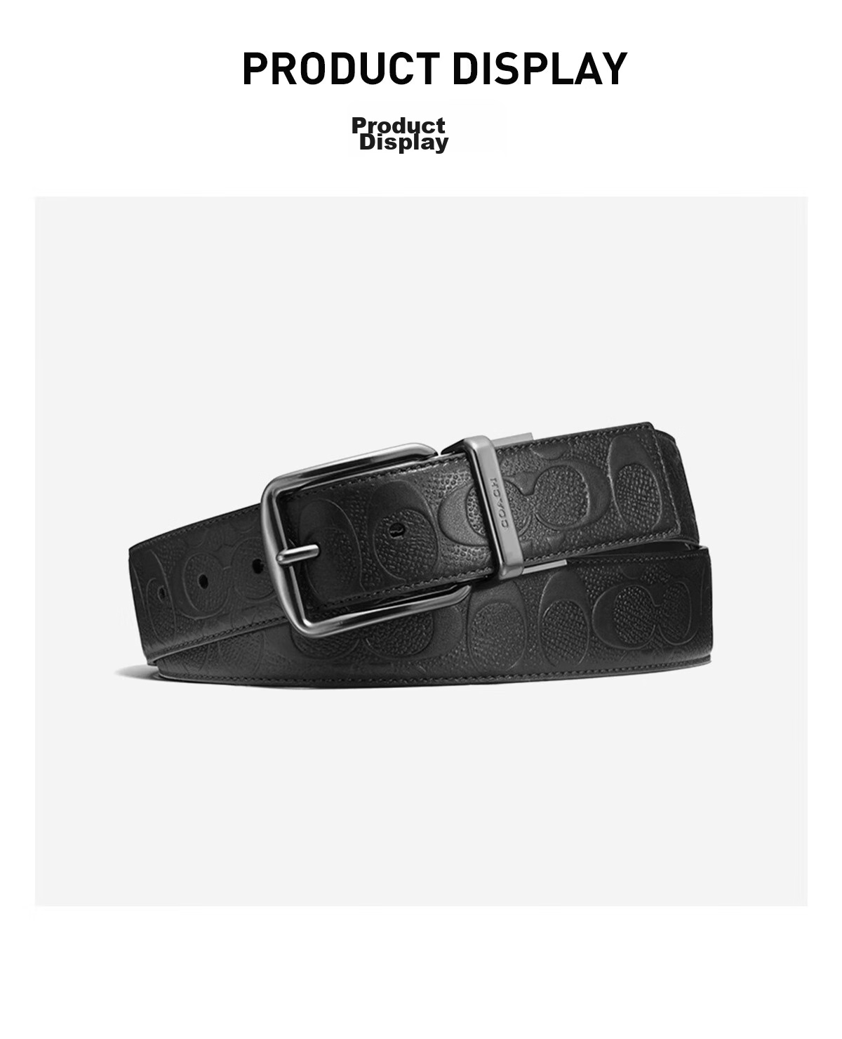 COACH [Brand Direct Supply], Men's HARNESS Pin Buckle Belt, Black CQ024, New Year Gift 3
