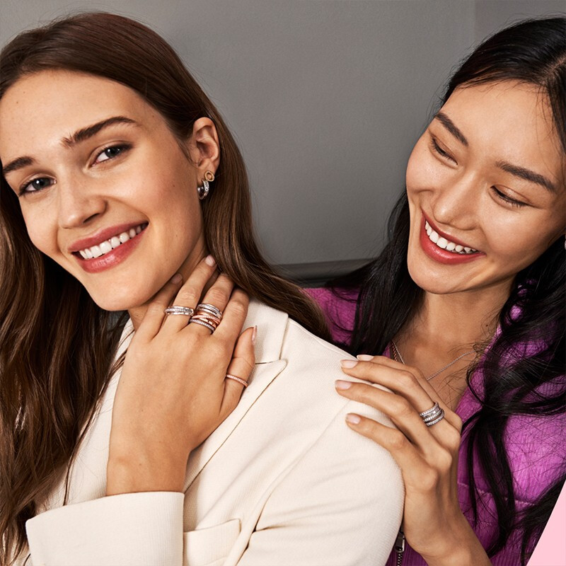Pandora Constant Light Three Lives Ring, Rose Gold Color, Fashionable Interlocking Design, Birthday Gift for Girlfriend