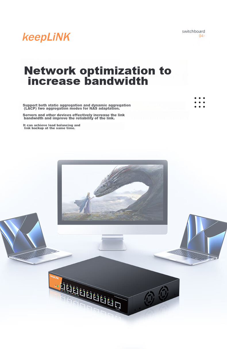 KeepLINK KP-9000 Gigabit Switch, Layer 3 Managed, Supports IPV4 Dynamic Routing, Network Traffic Splitter/distributor, Per Unit 4