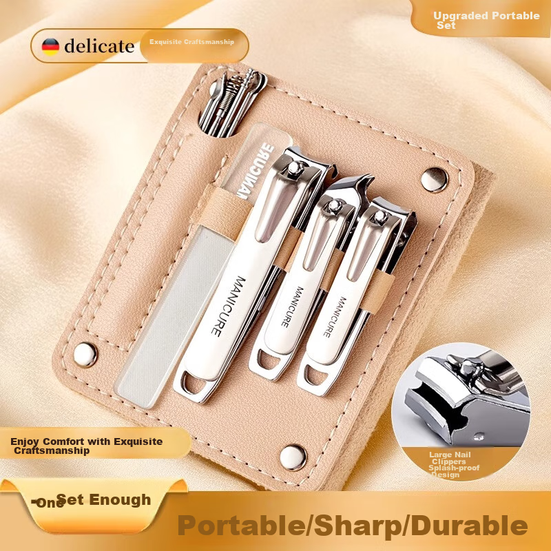 Haifeinuo Nail Clipper Set, Manicure Tools, Ear Pick, Anti-Splash Slanted Nail Clippers, Nail File, 10 Pieces
