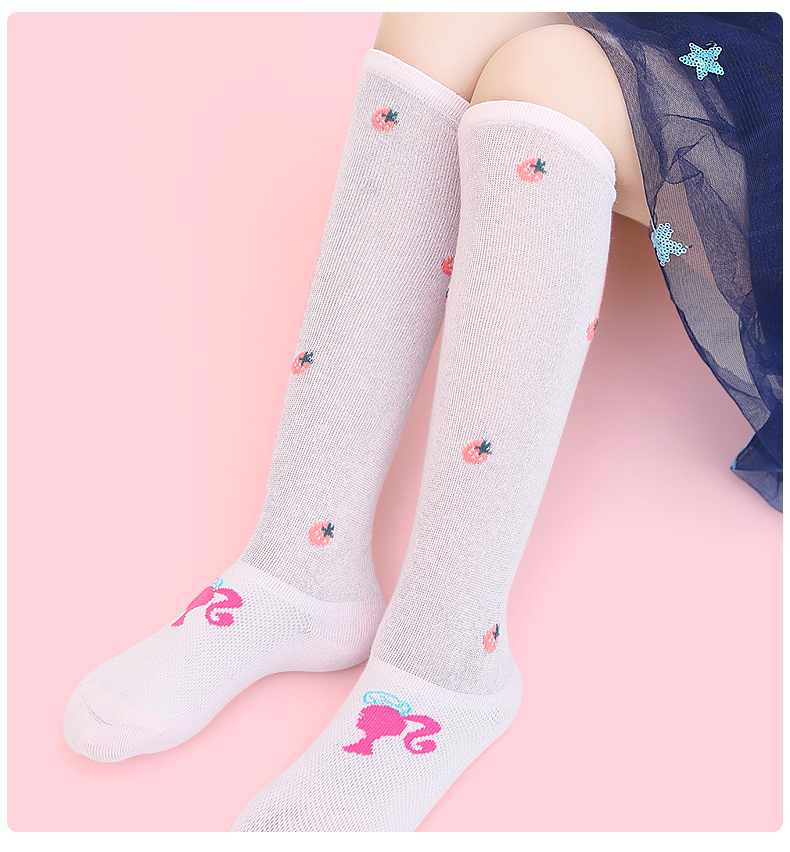 Barbie Children's Mid-Calf Socks, Girls' Over-Knee Thin Summer Cotton High Tube Socks, Student Baby Long Socks 12
