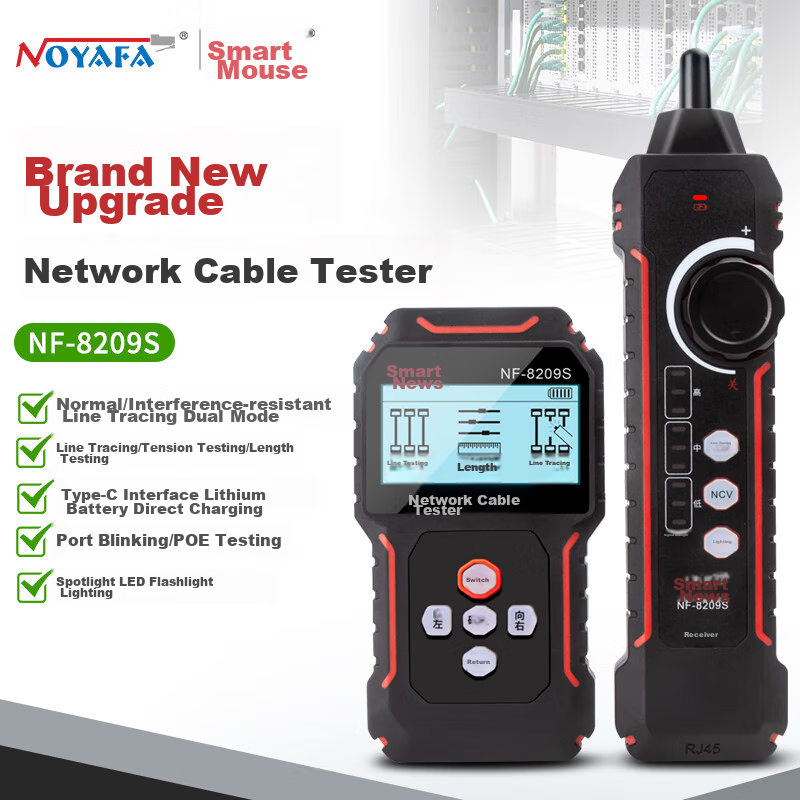 Jingmingshu NF-8209S Kit Cable Tester, Length Meter, Wire Tracker, Port Flasher, Crimping Test