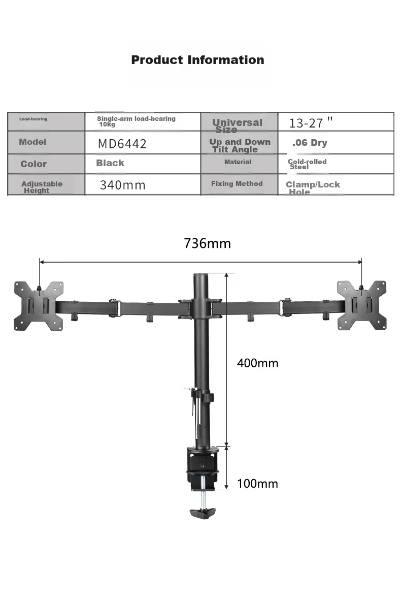 Zhiercheng Monitor Stand, 17-32 Inch Computer Stand Arm, Desktop Monitor Screen Support, Mechanical Arm Riser, Center Position Return, More Space-Saving 12