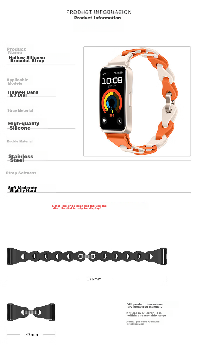 Binghong Compatible with Huawei Band 10 Strap, Bracelet for Huawei Band 9, Women's Strap for Huawei Band 8, Silicone Strap for Huawei Band 8 9 10 NFC, Wristband for Men - Starlight Color 9