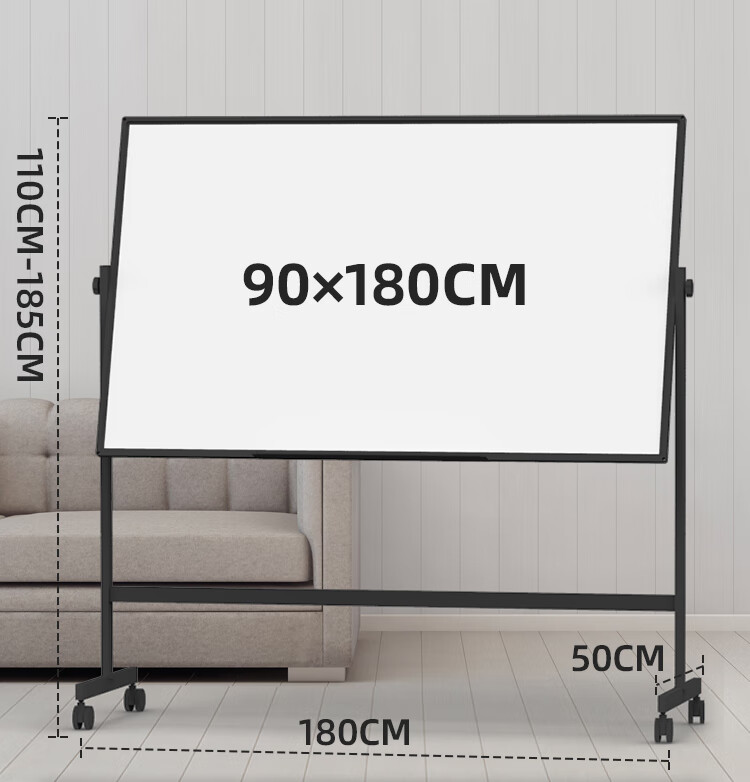 Bibiniu Whiteboard Stand 90*180cm, Office Meeting Writing Board, Double-Sided Adjustable Height And Flip Function, Black And Gold BBNV90180 13