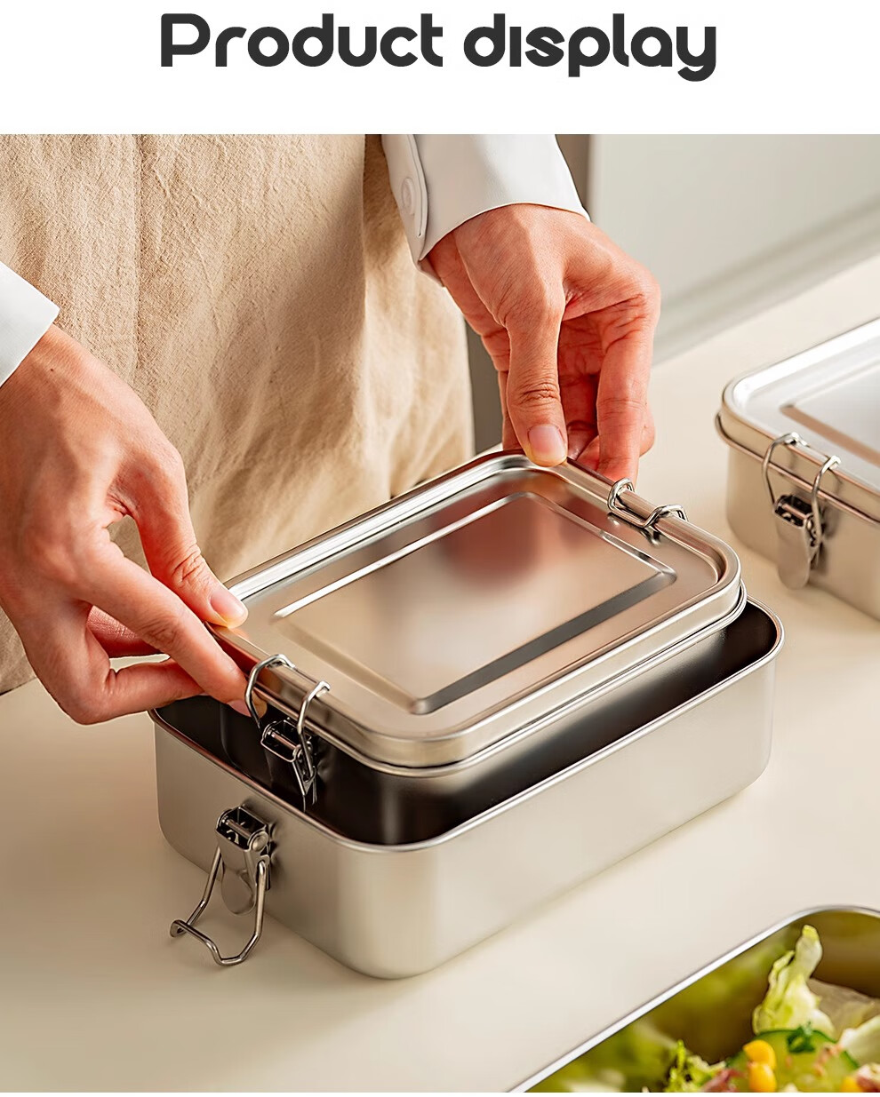 Onlycook Traditional Lunch Box for Office Workers And Cafeteria Use, Sealed Food Container for Steamed Rice, Food-Grade Stainless Steel Bento Box - Large Size 3