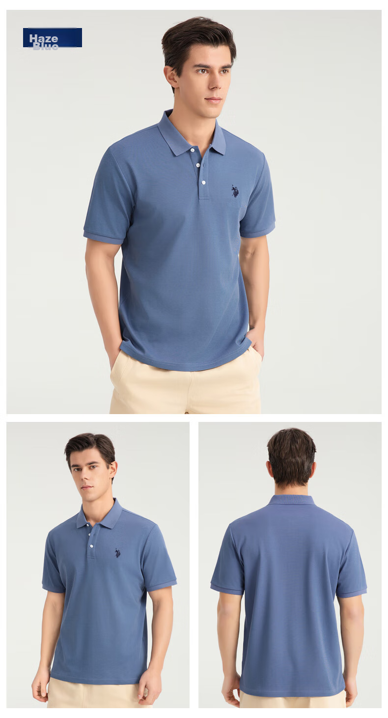 U.S. POLO ASSN. Men's Short Sleeve Polo Shirt Summer Business Casual Collared T-Shirt Black M Father's Day Gift 18