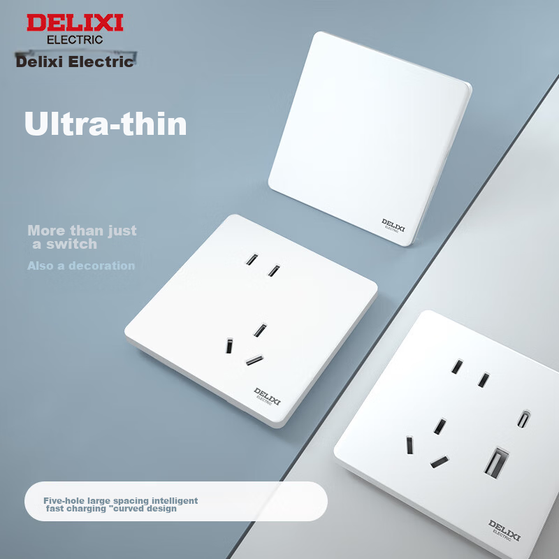 DELIXI Switch Socket Panel CD290 Series Ultra-Thin Pure Flat Large Panel [Two Switches Single Control] Polar White
