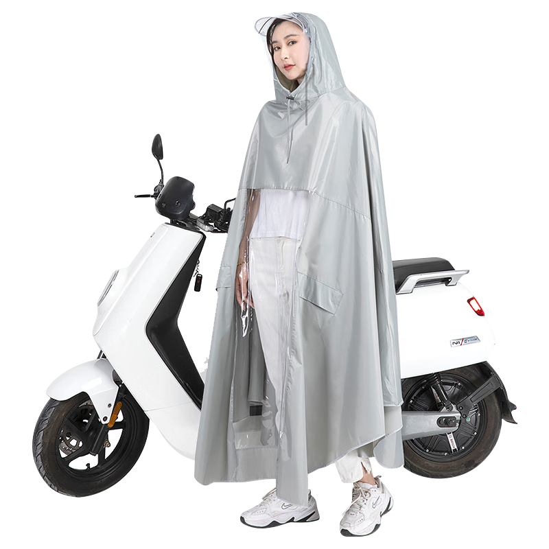BWNK Electric Bicycle Raincoat, Single-Person One-Piece Cycling Rainwear, Travel Rain Gear, Galaxy Gray