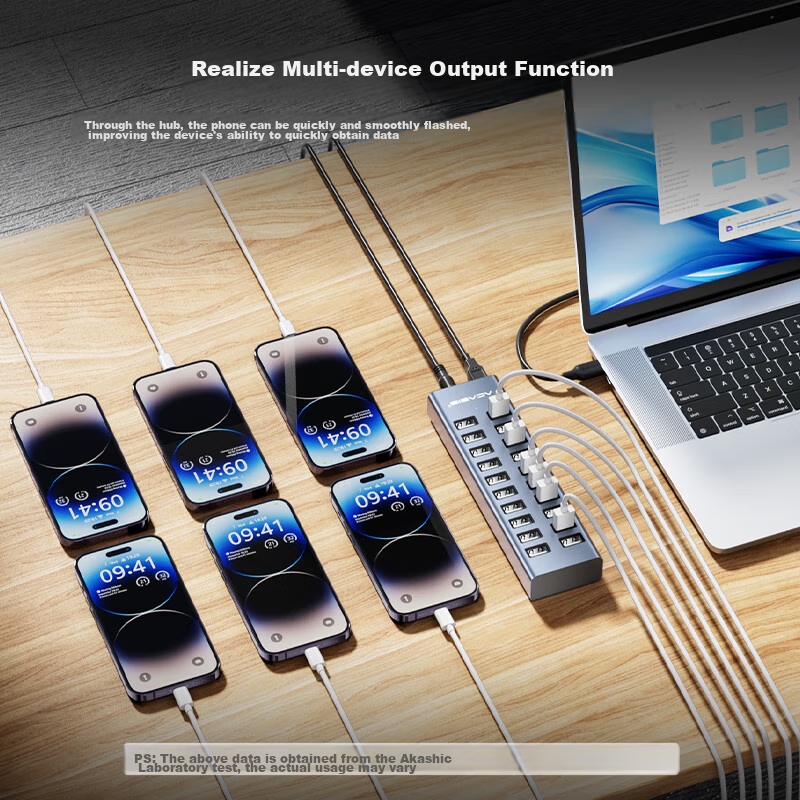 USB-хаб Acasis H037 на 20 портов USB 2.0 с блоком питания 90 Вт, алюминиевый корпус, для ноутбуков и ПК