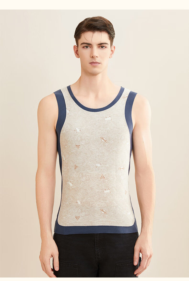 MiiOW [Containing down, Cashmere, Silk] 100% Wool Filled Sleeveless Vest Round Neck Warm Waistcoat for Me 18