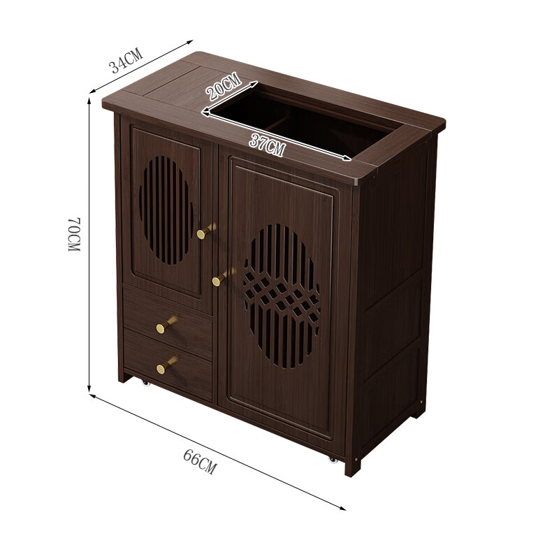 Taomengju New Chinese Style Mobile Tea Table Home Small Tea Stand Living Room Tea Cart Balcony Tea Table Kettle Integrated Tea Cabinet Side Table 4