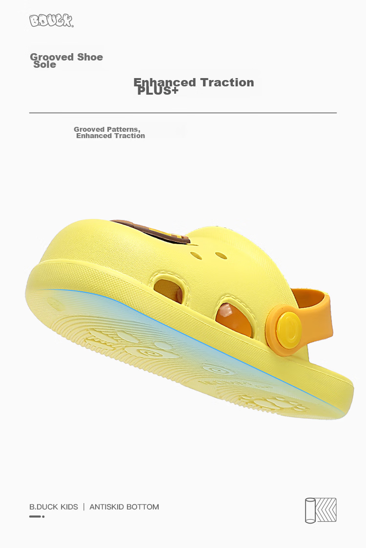 B.Duck Children's Slippers, Boys' Sandals, Kids' Clogs, Girls' Shoes, Home Slippers, BY1310909, Yellow, Size 32 5