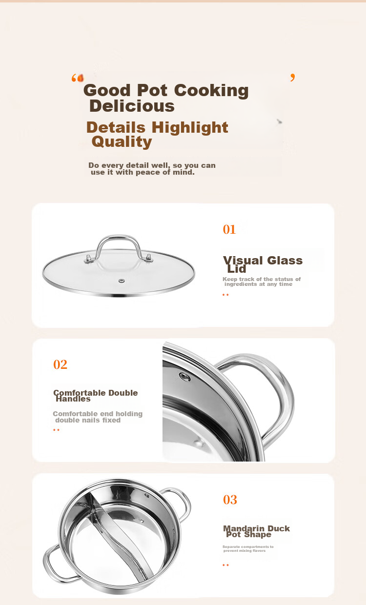 Royalstar Hot Pot, 304 Stainless Steel Soup Pot for Gas And Induction Stoves, Universal Clear Soup Basin, 30cm 18