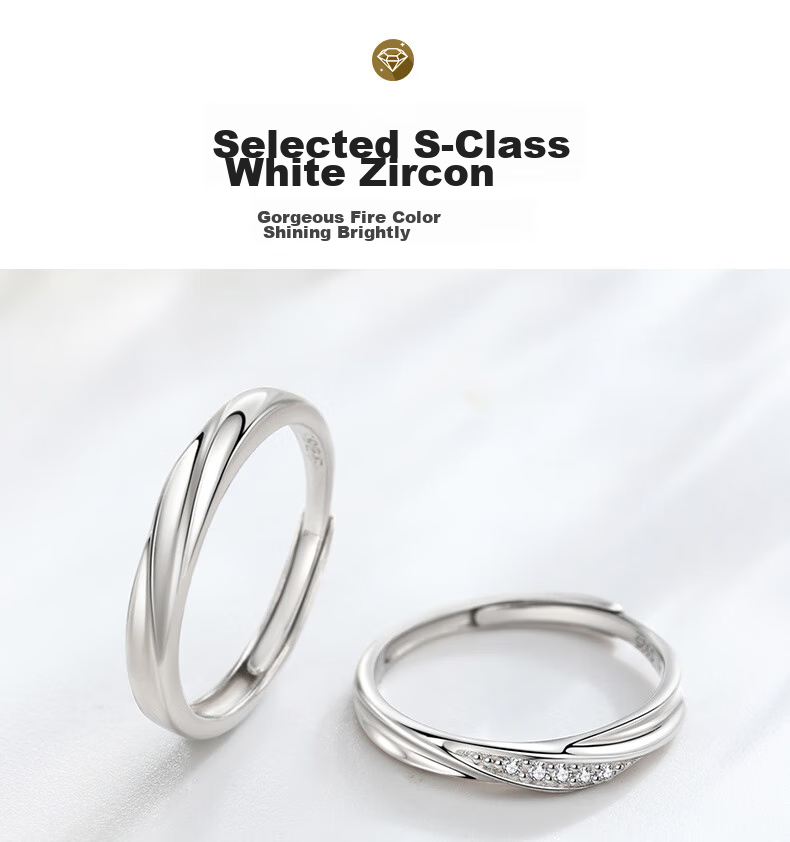 Zhenshangyin Chinese Gold Couple Rings, Diamond Engagement Rings for Couples, Proposal Ring Set, Size 38, Women's Day Gift for Girlfriend 5