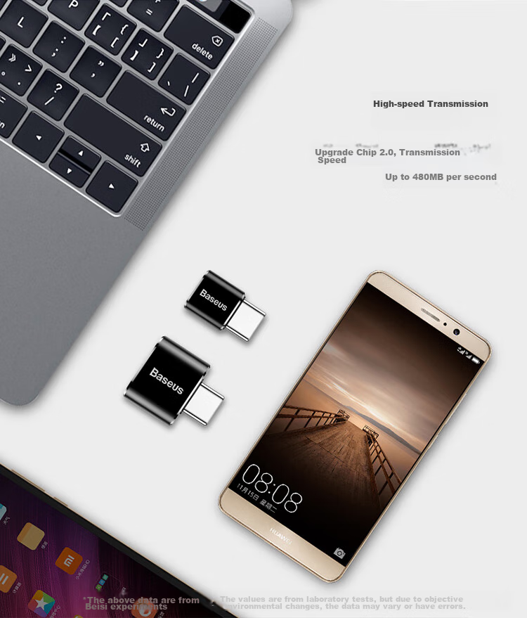 Baseus Type-C Adapter USB OTG Data Cable, Phone USB Drive Tablet Adapter, Car Charger Converter, Compatible with Apple MacBook Laptops Huawei Xiaomi 10