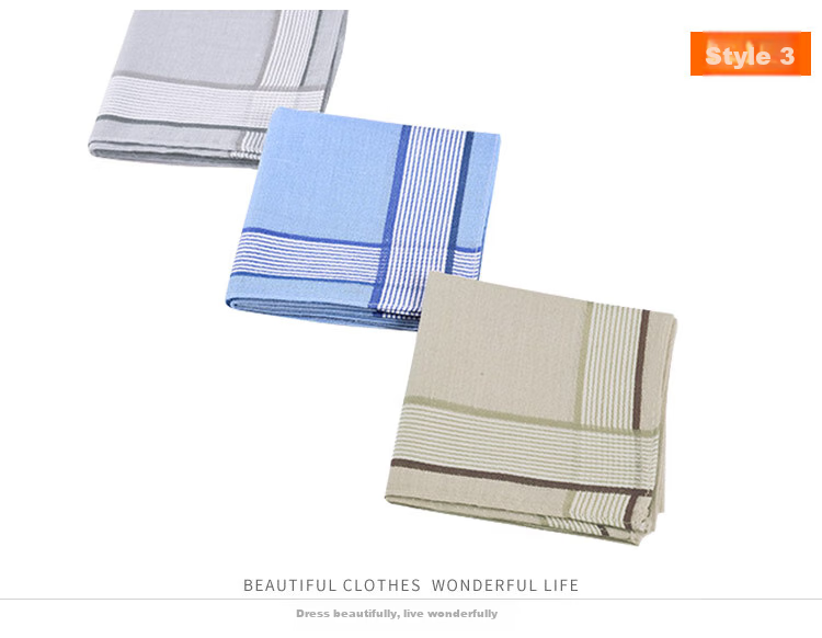 GLO-STORY 3-Pack Cotton Couple's Universal Handkerchief, Light Classic Style MSP014074 10