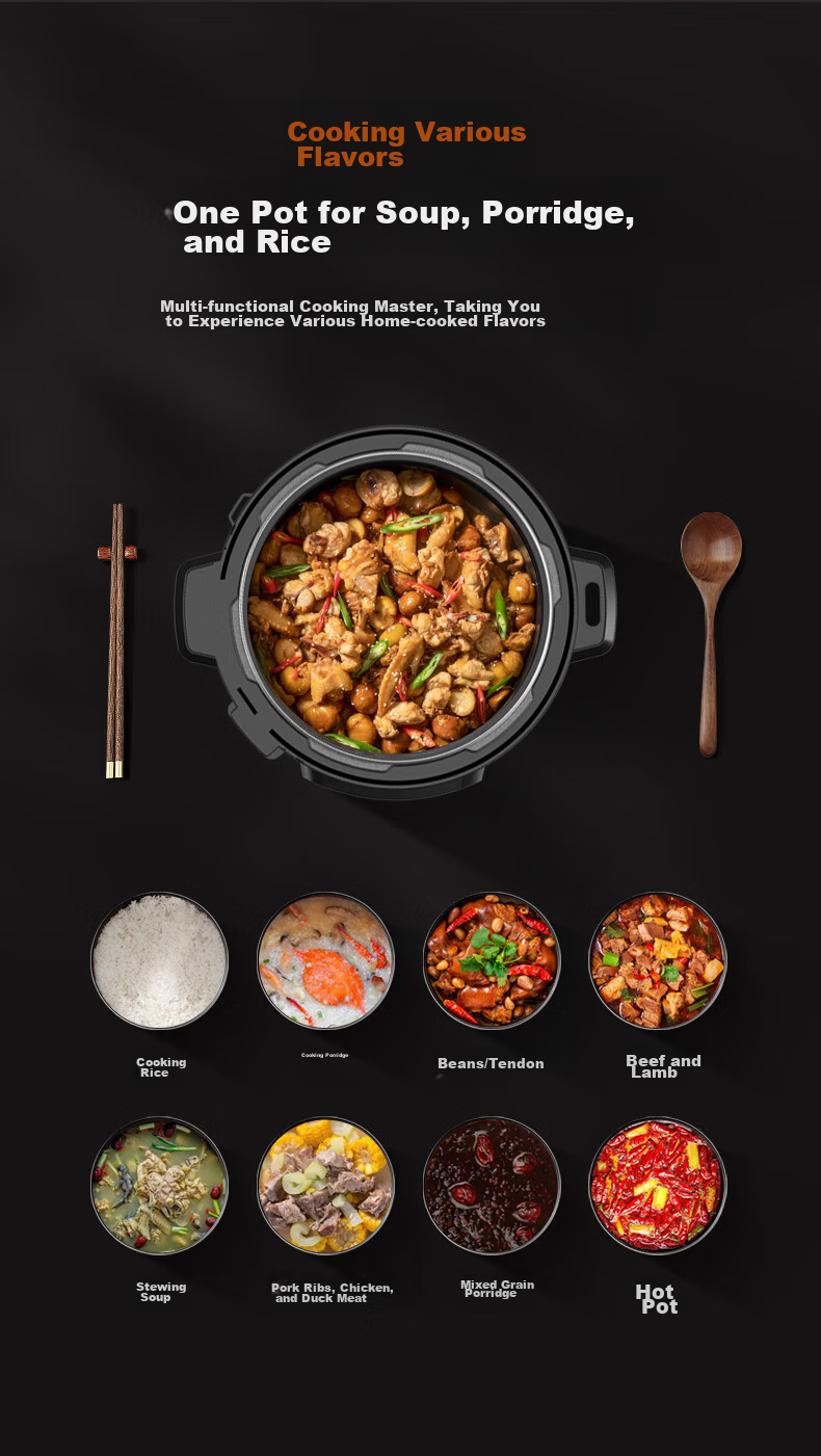 KONKA Electric Pressure Cooker, 5L Multi-Functional Household Electric Pressure Cooker with Non-Stick Inner Pot, High-Pressure Rice Cooker with Smart Reservation Function, KYLG-5006E 8