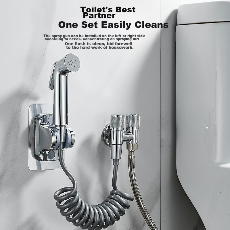 KEGOO Toilet Spray Gun Companion Angle Valve One-In Two-Out Set, Bathroom Pressure-Increasing Flush Spray Head Water Distributor Tee K5057