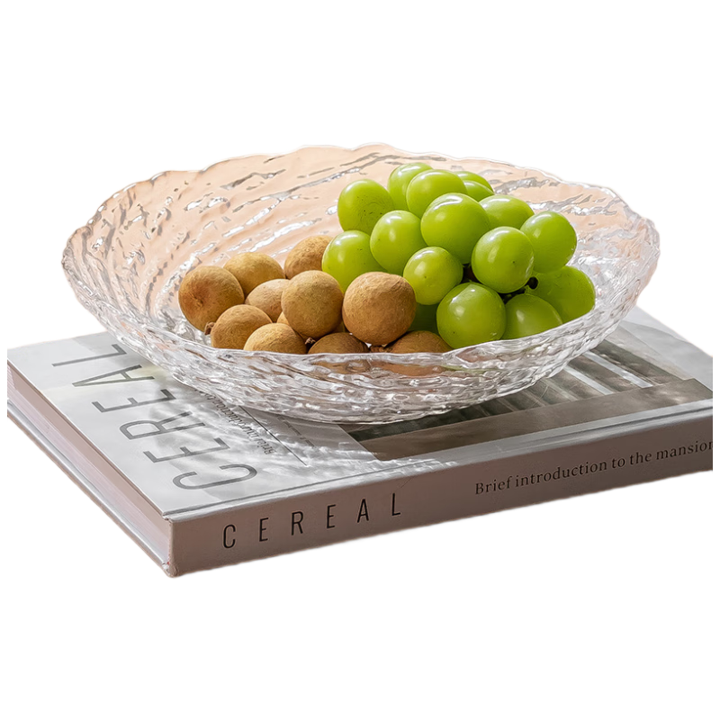 CRISTALGLASS Crystal Glass Fruit Plate, Home Living Room Coffee Table Fruit Dish, Light Luxury Dried Fruit Plate, Snack Storage Tray, High-End Large Size