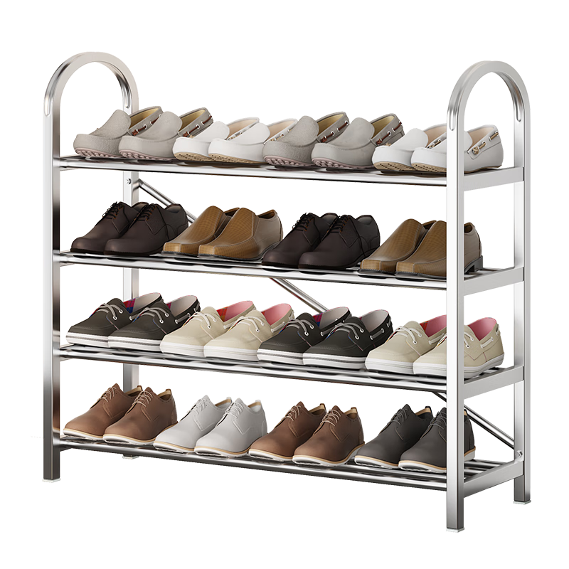 Yicainianhua Stainless Steel Shoe Rack, Thickened Multi-Layer Entryway Shoe Shelf, Home Shoe Cabinet, Dormitory Simple Storage Rack, 1108-SR