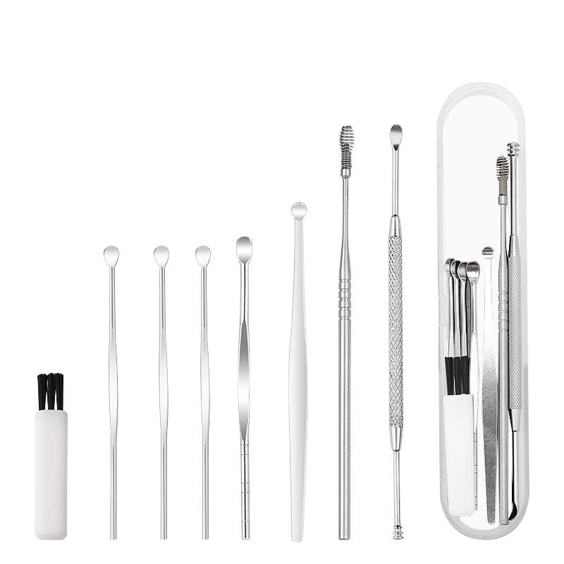 UPLUS Stainless Steel Ear Pick Set, 8 Pieces, Ear Cleaning Tools, Ear Wax Removal Kit