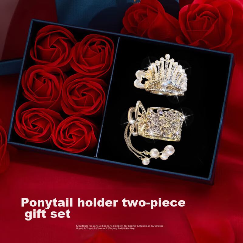 Gunai Exquisite Hair Clips, Rose Gift Box, Ponytail Holders, Hair Accessories, Birthday Gifts for Women, Presents for Girlfriends