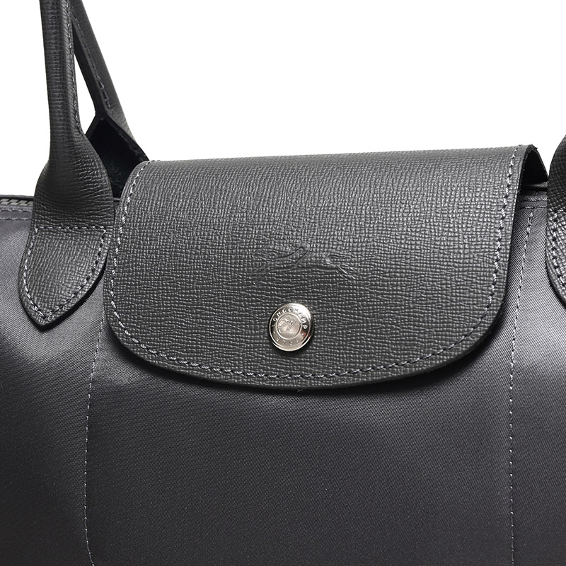 珑骧longchamp 奢侈品 女士le pliage néo系列灰色织物长柄手提单肩