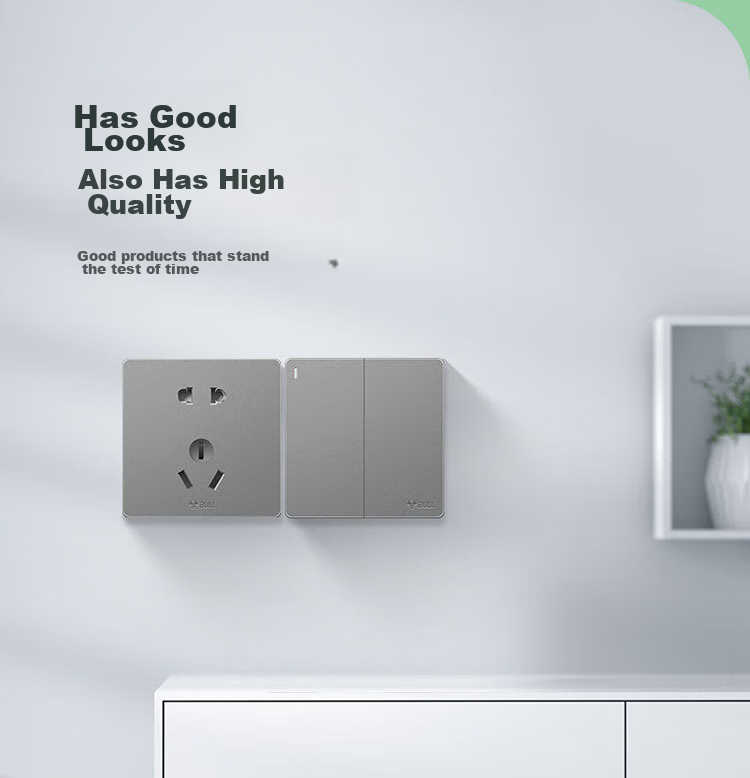 BULL Switch Socket, G12 Series, Two-Way Multi-Control Switch, 86-Type Concealed Large Panel G12K214, Space Gray 14