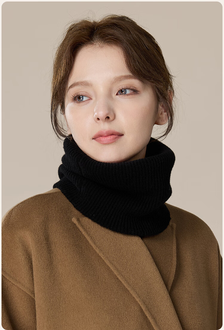 JIUMU Pure Wool Warm Neck Gaiter for Women, Autumn And Winter Thickened Cold-Proof Neck Protector, Winter Outdoor Scarf for Wome 25