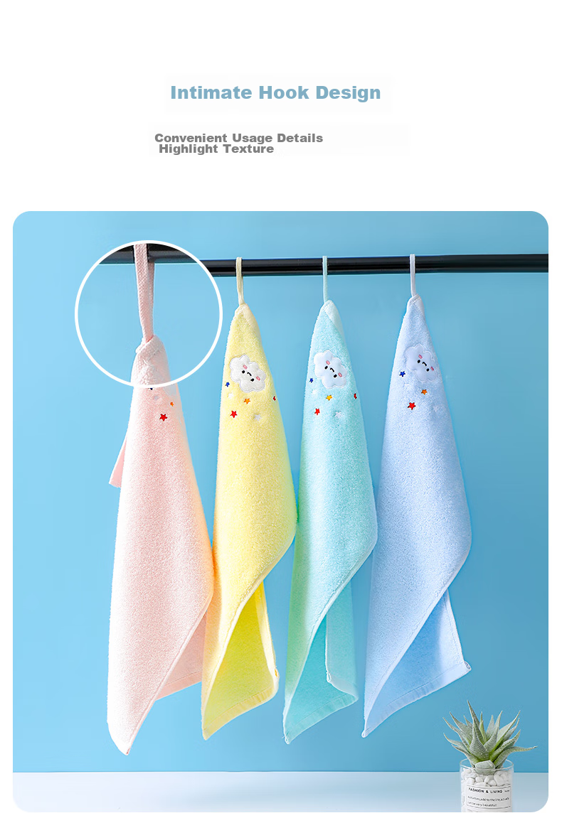 Grace 7A Grade Children's Pure Cotton Antibacterial Square Towel, 3-Pack, Baby Pure Cotton Drool Bib, Face Towel, 34*34cm 16