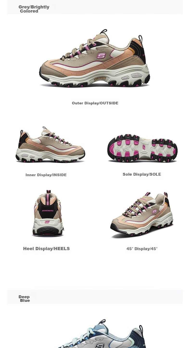 Skechers Women's Shoes, Milk Tea Panda Shoes, Retro Versatile Dad Shoes, Spring Thick-Soled Heightening Casual Shoes, Comfortable Soft-Soled Sneakers 14