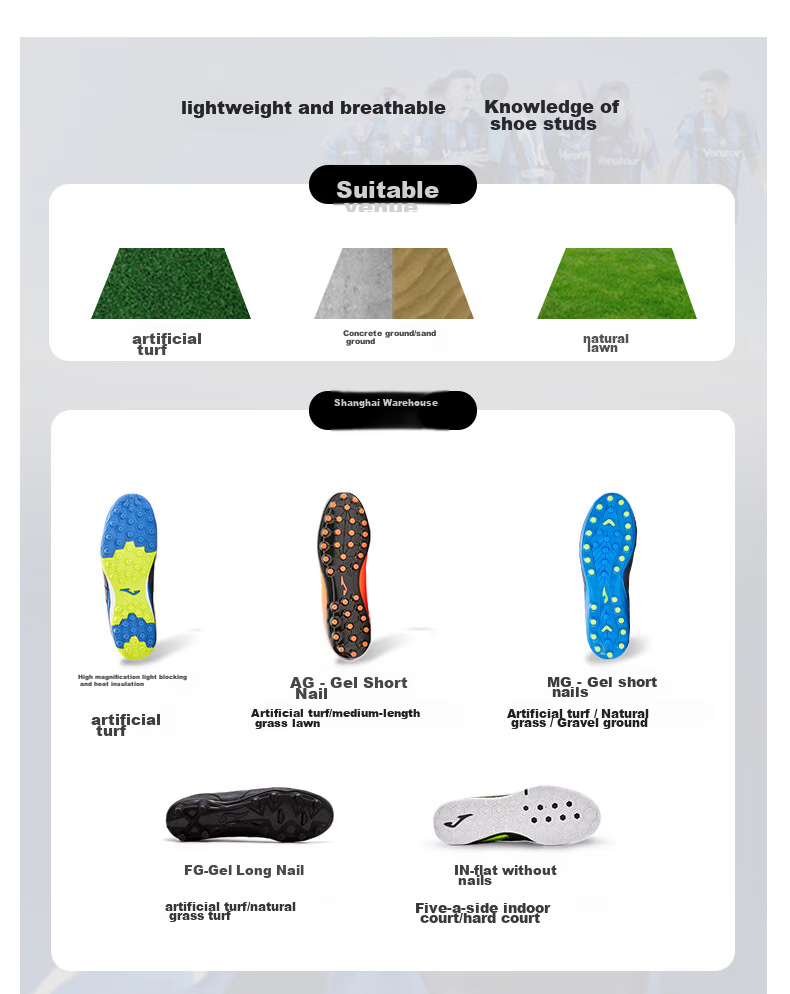 JOMA Children's Soccer Shoes for Boys And Girls, Youth Students MG Short Studs Breathable Football Training Shoes, Blue, Size 37 19