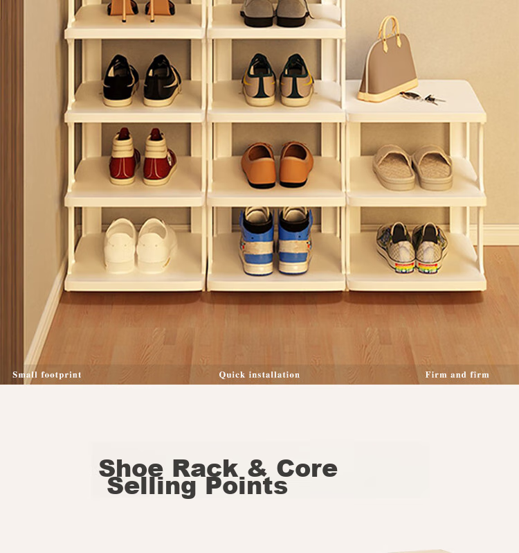 Anerya Simple Shoe Rack, Multi-Tier Storage for Entryway, Dormitory And Home Use, Space-Saving Vertical Organizer with Dividers, Shoe Cabinet, Warm White, 5 Tiers 2