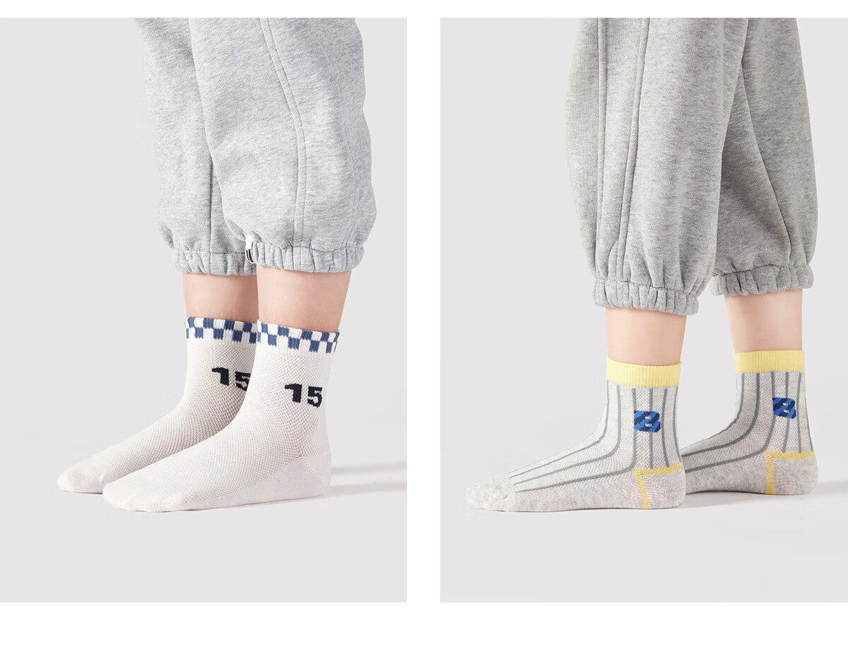 Banbi Children's Socks for Boys, Summer Mesh Thin Style, Spring And Autumn Mid-Calf Cotton Socks for Older Kids BB23015 Size 16-18 5