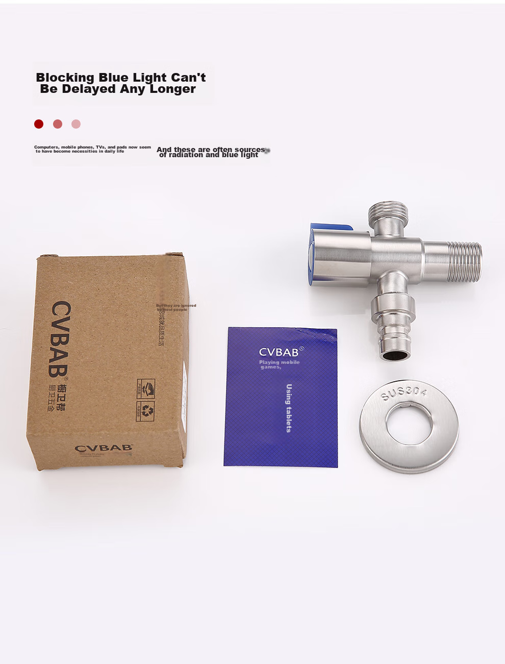 CVBAB Angle Valve, One Inlet Two Outlets, Three-Way, 1/2 Inch And 3/8 Inch Dual-Use Toilet Angle Valve, One-Inlet Two-Outlets Double-Opening Washing Machine Faucet CV1117 16
