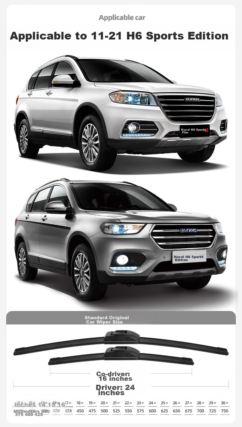 Deyun Boneless Car Wiper Blades, Quiet And Wear-Resistant Rubber Strips, Great Wall Haval 2011 to 2016 Models, Original U-Shaped Interface 4