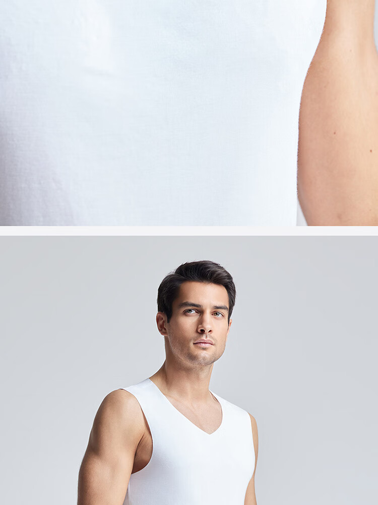 AIMER MEN Men's Modal Wide-Shoulder Undershirt, 3A Antibacterial Seamless Inner Layer, White, Size 170 16