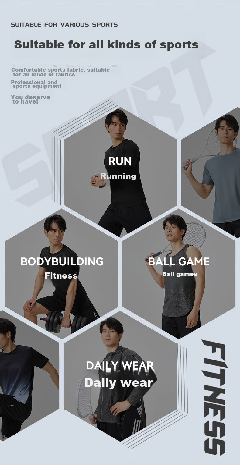 VICTORIATOURIST Men's Sports Set, Indoor Running Quick-Dry Shirt, Soccer Training Suit, Basketball And Badminton Outfit, Casual Set 4
