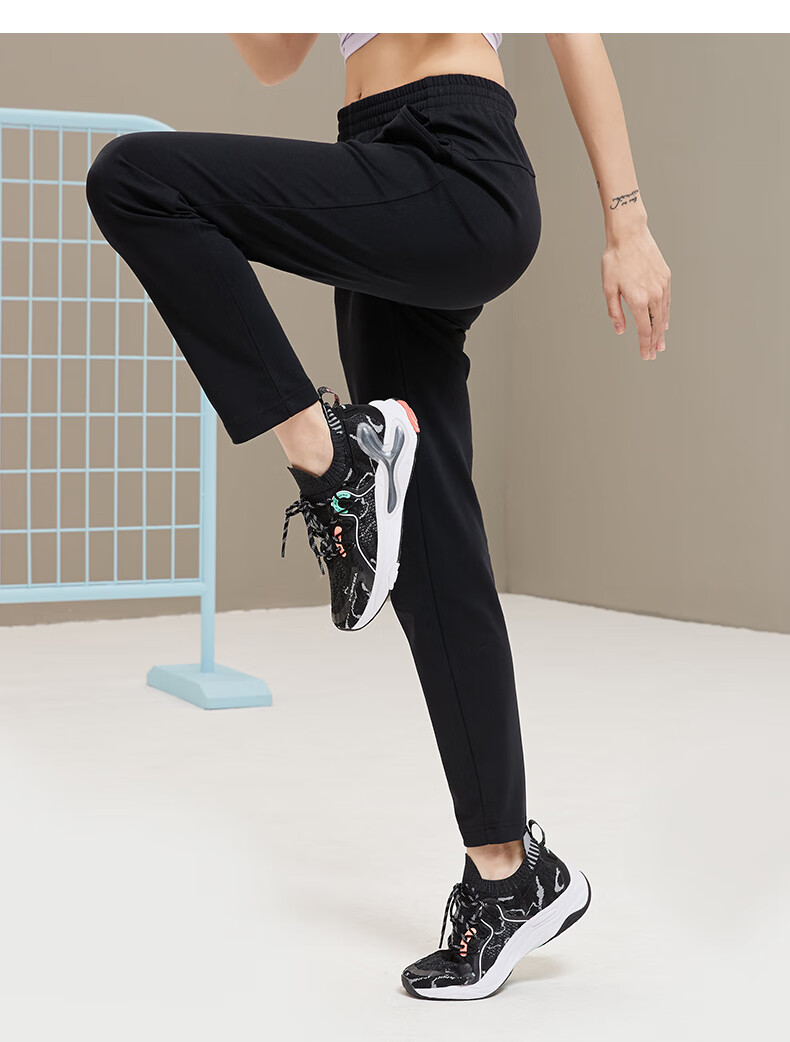 特步运动裤女夏季休闲裤直筒针织长裤宽松女裤跑步裤子女官方旗舰