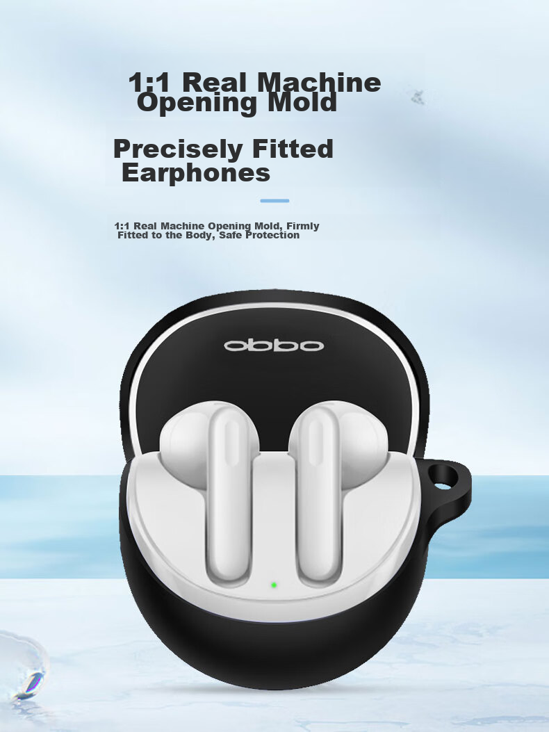 KMaxAI Compatible with OPPO Enco Air3 Earphone Case, Silicone Protective Cover with Hook, True Wireless Charging Case, Frosted Protective Simple Solid Color Soft Shell, White 5