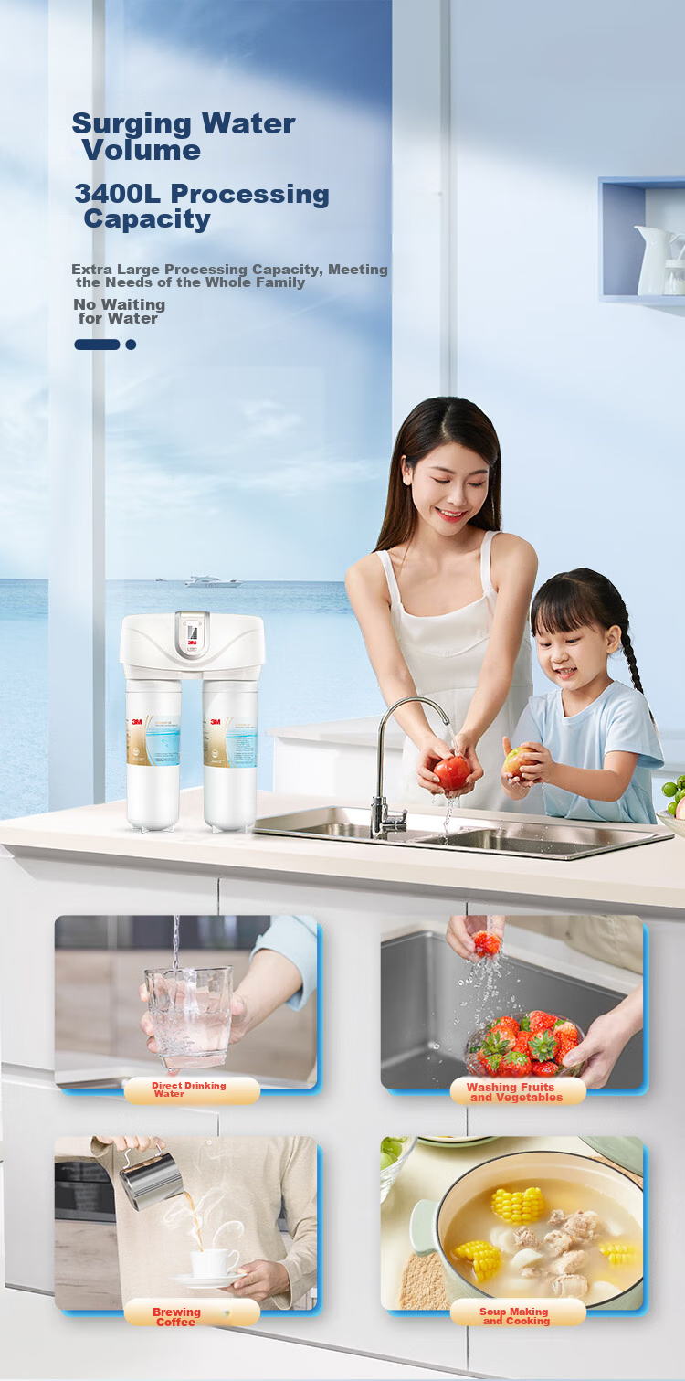 3M Water Purifier, Household Water Filtration System without Tank, Zero Wastewater And Mineral Residue, Direct Drinking Smart Filter, Shuhuquan SDW8000T-CN 8