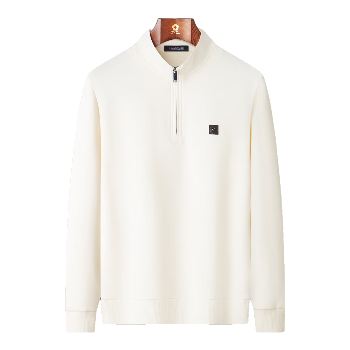 MONTAGUT Spring And Autumn Men's Long-Sleeve Sweatshirt, Semi-Turtleneck, Zipper, Elastic Cotton T-Shirt, Skin-Friendly Top, Jiguolan, 2XL