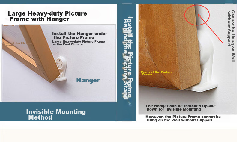 Chaoji Jia Pin Invisible Hanging Frame, No Drilling Required, for Oil Paint And Canvas, Specialized Frameless Nails, Strong Load-Bearing Hooks 9