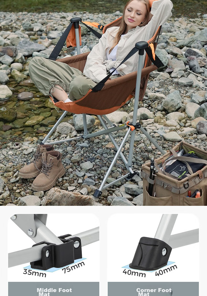 KingCamp Folding Chair, Outdoor Chair, Rocking Chair, Indoor Chair, Cradle Chair, Hanging Chair, Swing Chair, Aluminum Alloy Chair, KC2227, Khaki Color 13