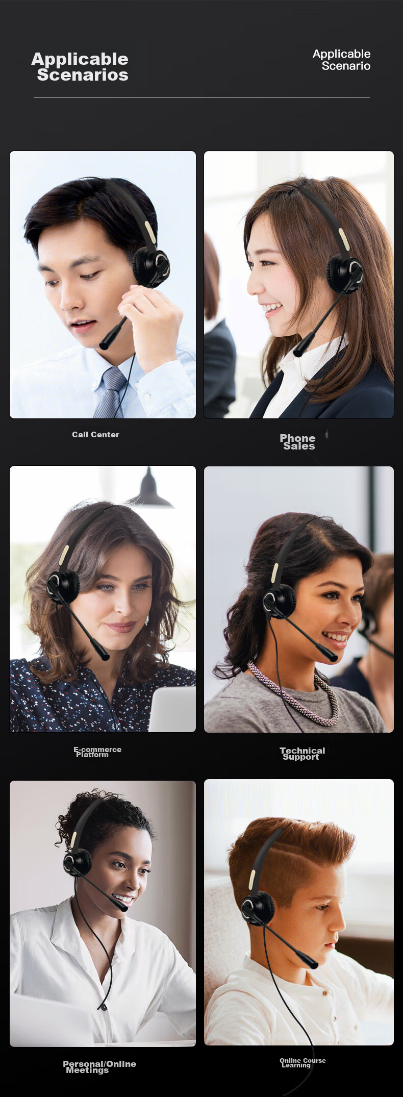 Yijiatong Single-Ear Headset Y500-RJ9 Crystal Connector, Over-Ear Headset/customer Service Headset/noise-Cancelling Headphones/sales Call Headset/business/education Direct Connection Telephone 12