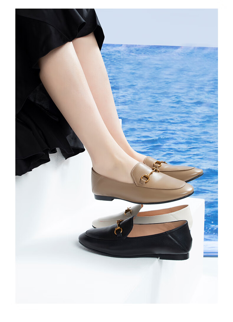 COMELY Genuine Leather Loafers for Women, Spring And Summer New Style, Sheepskin Flat Slip-On Shoes, Comfortable Versatile Leather Shoes, Black, Size 40 10