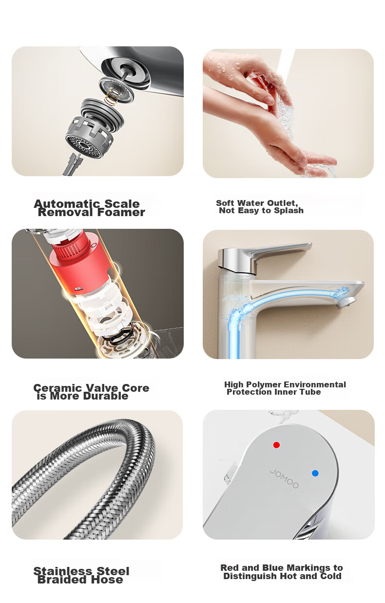 JOMOO Bathroom Sink Faucet, Hot And Cold Dual Control Tap for Washbasin, Single Handle Single Hole 32680 7